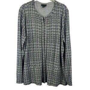 J. Jill Wearever Collection Women Cardigan Large Black White Hook & Eye Closure